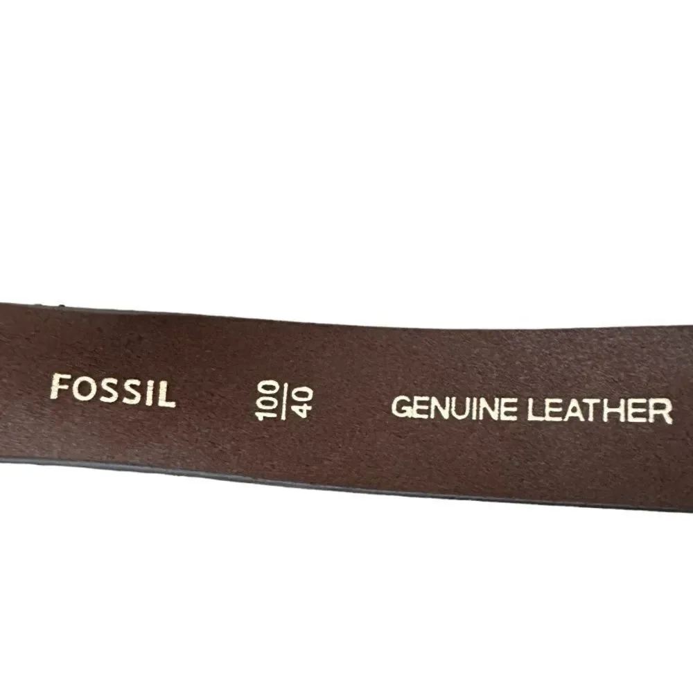 Fossil Mitchell Men's Brown Leather Belt - Size 40 - NWT 1-1/8” Width